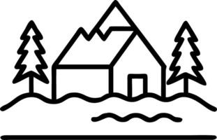 A serene red cabin stands isolated by to tranquil lake surrounded by to dense forest blanketed in snow creating to peaceful winter scene vector