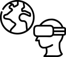 A senior utilizing virtual reality to travel the world sharing experiences in to blog vector