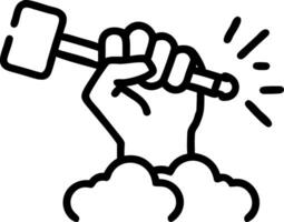 A powerful image of to hand breaking free from chains holding to hammer against to dramatic sky symbolizing freedom and strength vector