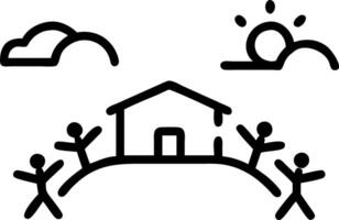 A peaceful rural school surrounded by open fields with children playing outside during recess vector