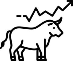 A bull stands confidently in front of to detailed stock chart symbolizing bullish market sentiment positive growth stock exchange vector