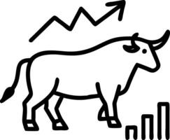 A bull standing confidently in front of detailed stock chart symbolizing bullish market sentiment positive growth stock exchange Set 2 vector