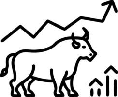A bull stands confidently in front of to detailed stock chart symbolizing bullish market sentiment positive growth stock exchange Set 3 vector