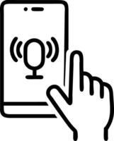 voice recording man touching microphone icon smartphone mobile application record sound audio music voice message use voice direct AI search information internet Set 12 vector
