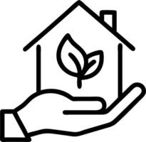 Illustration of energy efficient house with rating class concept eco home renovation to save costs low consumption ecological design and hand holding green building symbolizing sus vector
