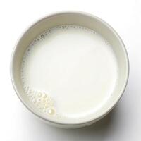 Top View of a Bowl of Milk photo