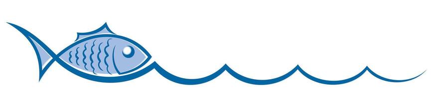 Fish with wave. vector