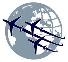 Planes with globe. vector
