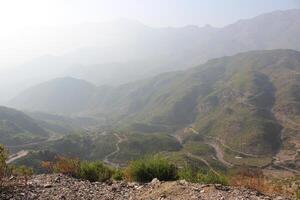 A view of a mountain range. photo