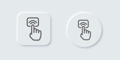 Touch screen icon with finger and hand on white button vector