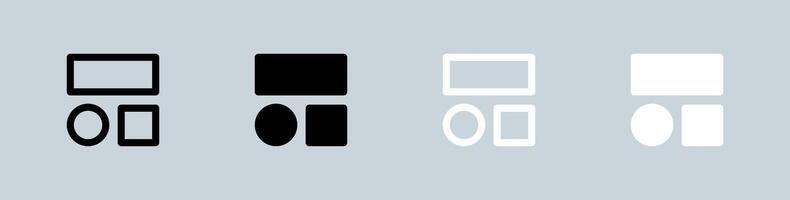 Grid icon set in black and white. Application signs illustration. vector