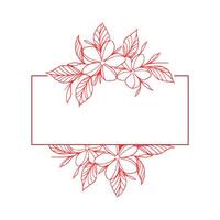 A red frame with flowers and leaves vector