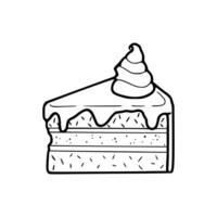 A piece of cake with whipped cream on top vector