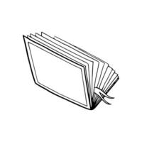 A black and white drawing of a book vector