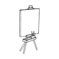 A drawing of an easel with a white board vector