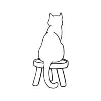 A cat sitting on a stool coloring page vector