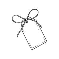 A drawing of a gift tag with a bow vector