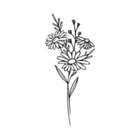 A drawing of a bunch of flowers on a white background vector