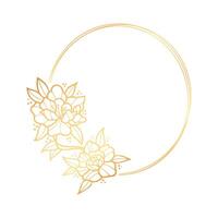 Golden floral frame with a circle on a white background vector