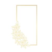 Gold frame with flowers on a white background vector