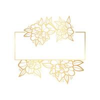 Golden floral frame with leaves and flowers on a white background vector