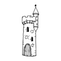 A drawing of a castle with a door vector