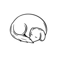 A dog sleeping on its side on a white background vector