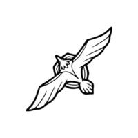A black and white drawing of a bird flying vector