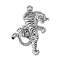 A tiger is standing on its hind legs and is ready to attack vector