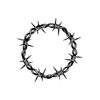 Barbed wire circle with a black outline vector
