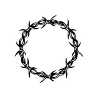 A black and white drawing of a circle of barbed wire vector