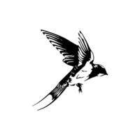 A black and white drawing of a bird flying vector