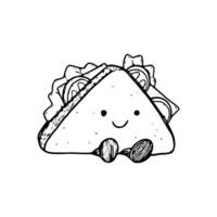A drawing of a taco with a smile on it vector