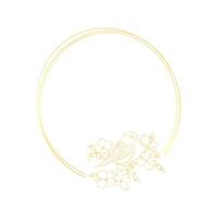 A bird and flowers in a circle frame vector