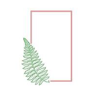 A fern leaf with a square frame on a white background vector