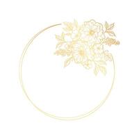 Golden floral frame with a circle on a white background vector