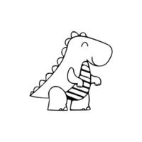 A dinosaur is standing in a line with a striped shirt vector