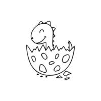 A dinosaur is hatching from an egg vector