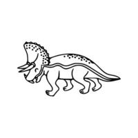 A dinosaur coloring page with a black and white outline vector