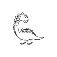 A dinosaur coloring page with a black and white outline vector