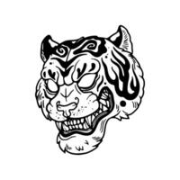 A tiger head with a tribal design on it vector