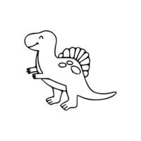 A dinosaur coloring page with a black and white outline vector