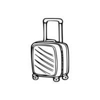 A black and white drawing of a suitcase vector