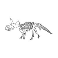 A drawing of a dinosaur skeleton with a long neck vector