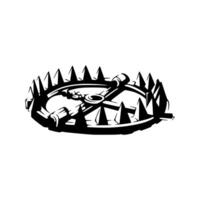 A black and white drawing of a circular object with spikes vector