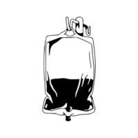 A black and white drawing of a bag with a needle vector