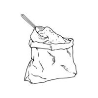 A drawing of a bag with a spoon in it vector