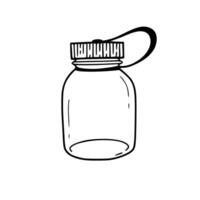 A black and white drawing of a jar with a lid vector