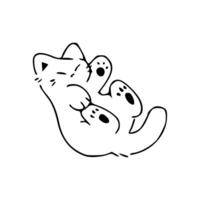 A black and white drawing of a cat laying down vector
