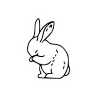 A black and white drawing of a rabbit vector